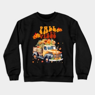 Fall Vibes Pumpkin Vintage Truck Crewneck Sweatshirt